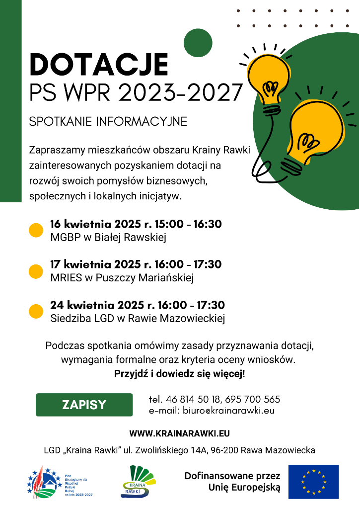 DOTACJE PS WPR 2023-2027 SPOTKANIE INFORMACYJNE Podczas spotkania omówimy zasady przyznawania dotacji,wymagania formalne...