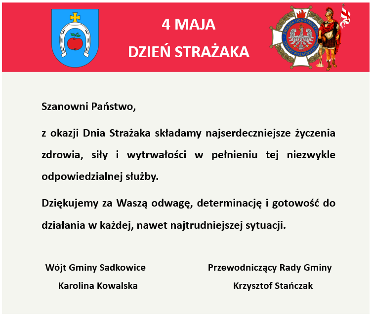 Szanowni Państwo, z okazji Dnia Strażaka składamy najserdeczniejsze życzenia zdrowia, siły i wytrwałości w pełnieniu tej...