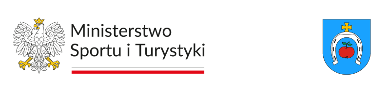 Logotyp Ministerstwa Sportu i Turystyki oraz herb Gminy Sadkowice